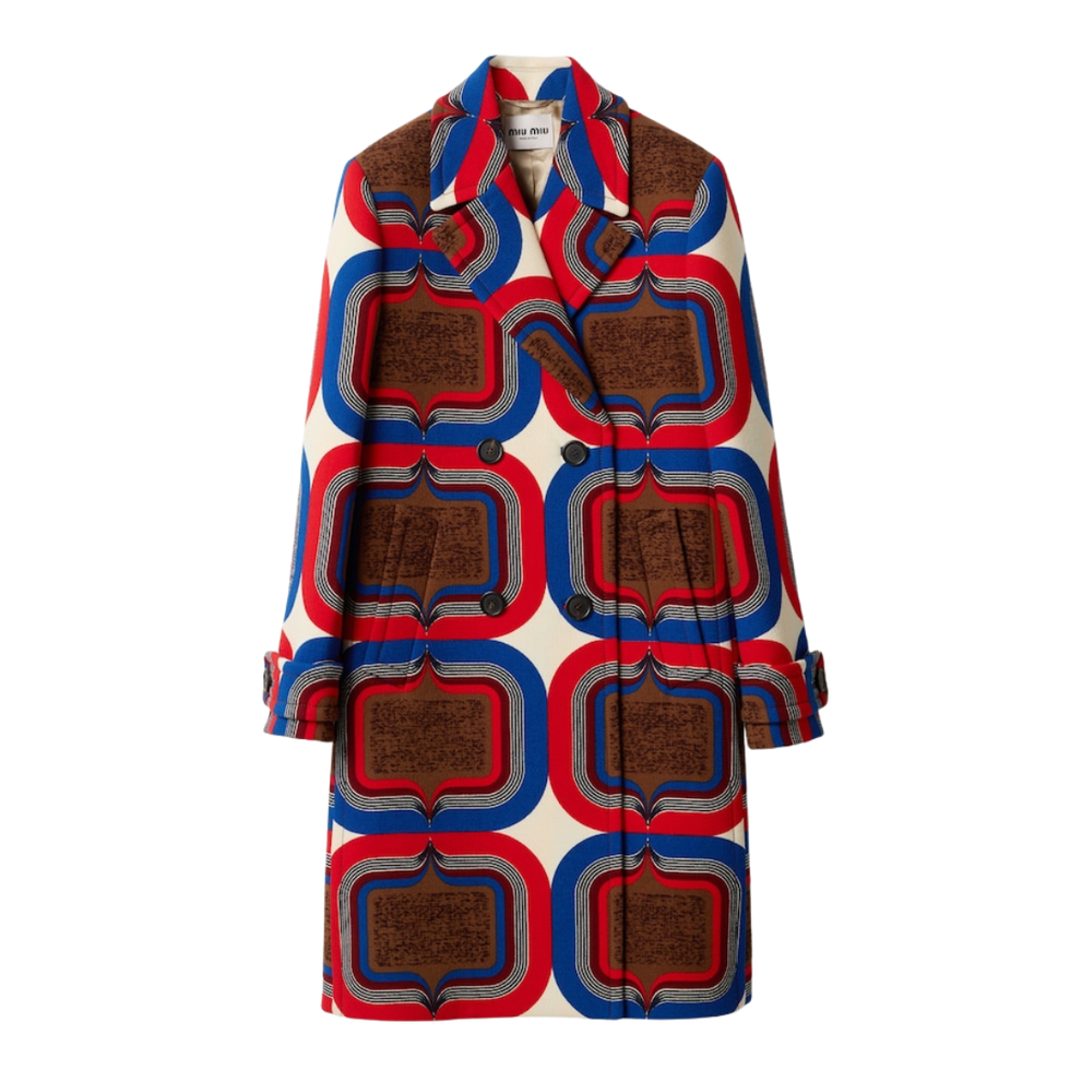 Double-Breasted Printed Natté Coat