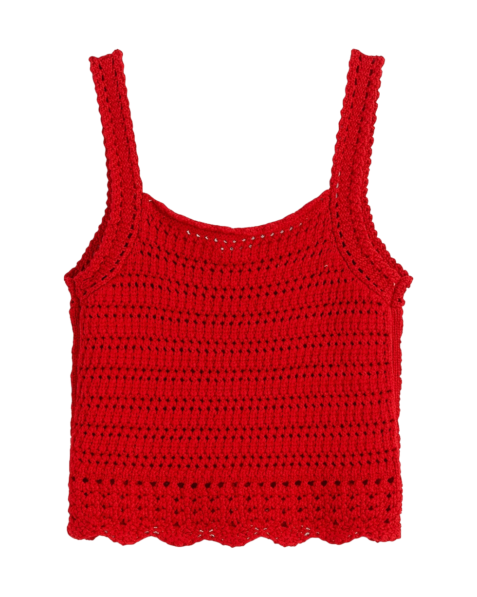 Crochet-Stitch Cotton Sweater Tank