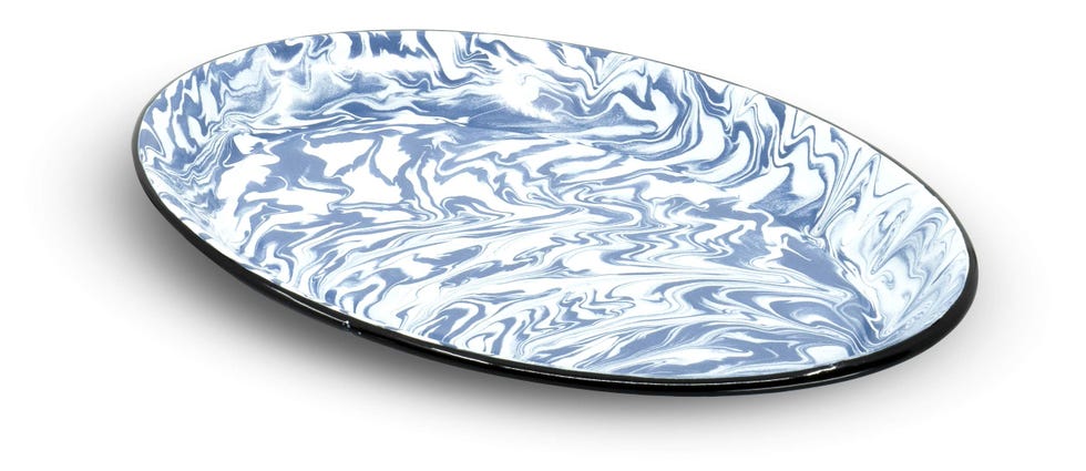 Enamelware Metal Classic 13 inch Serving Oval Tray Platter