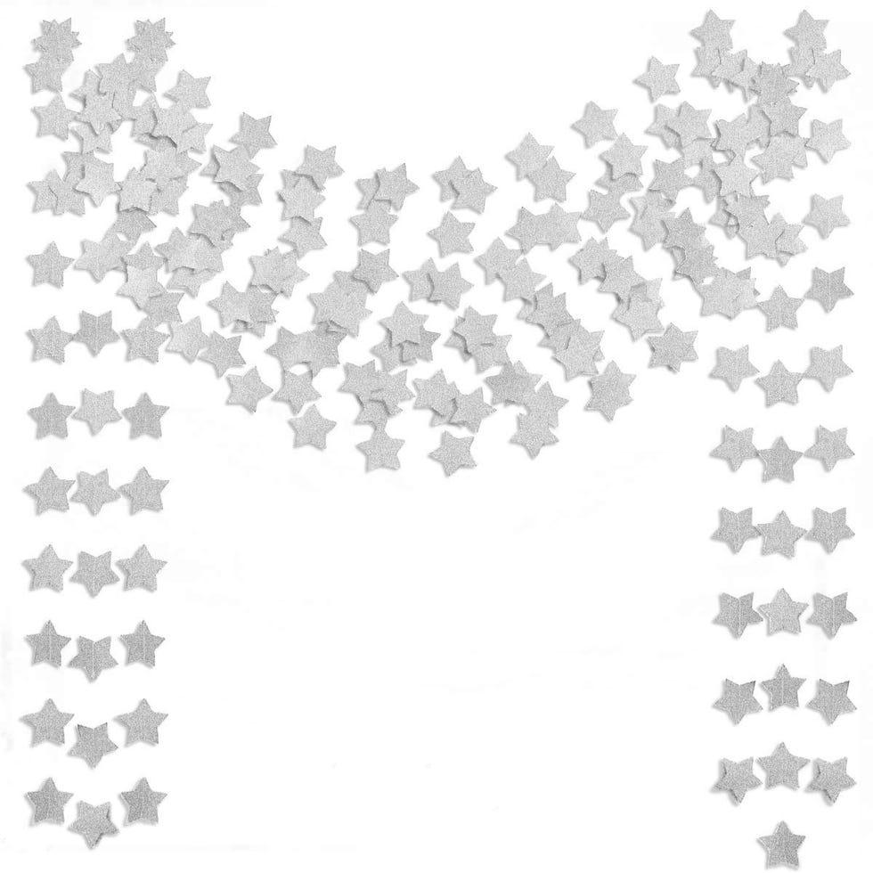 6 Pcs Glitter Silver Star Paper Garland 