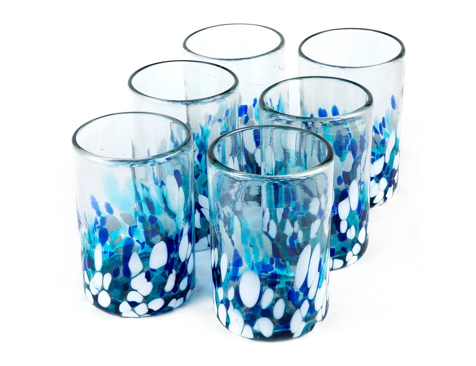 Hand Blown Mexican Drinking Glasses - Set of 6 tumblers