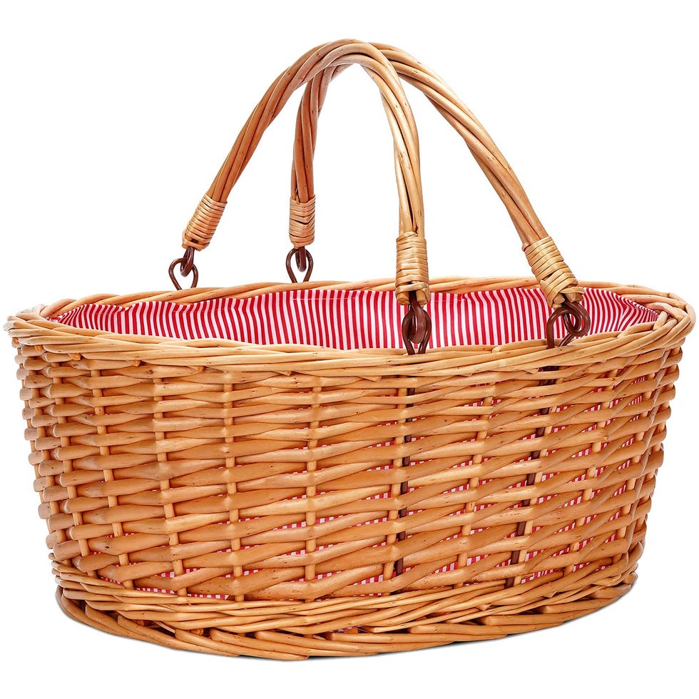 Wicker Picnic Basket with Double Folding Handles