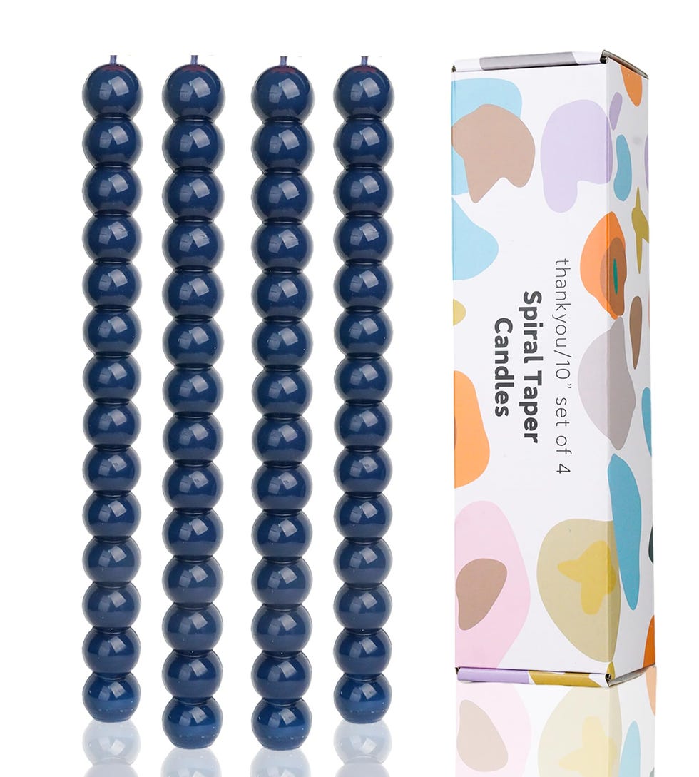 Navy Spiral Taper Candles 