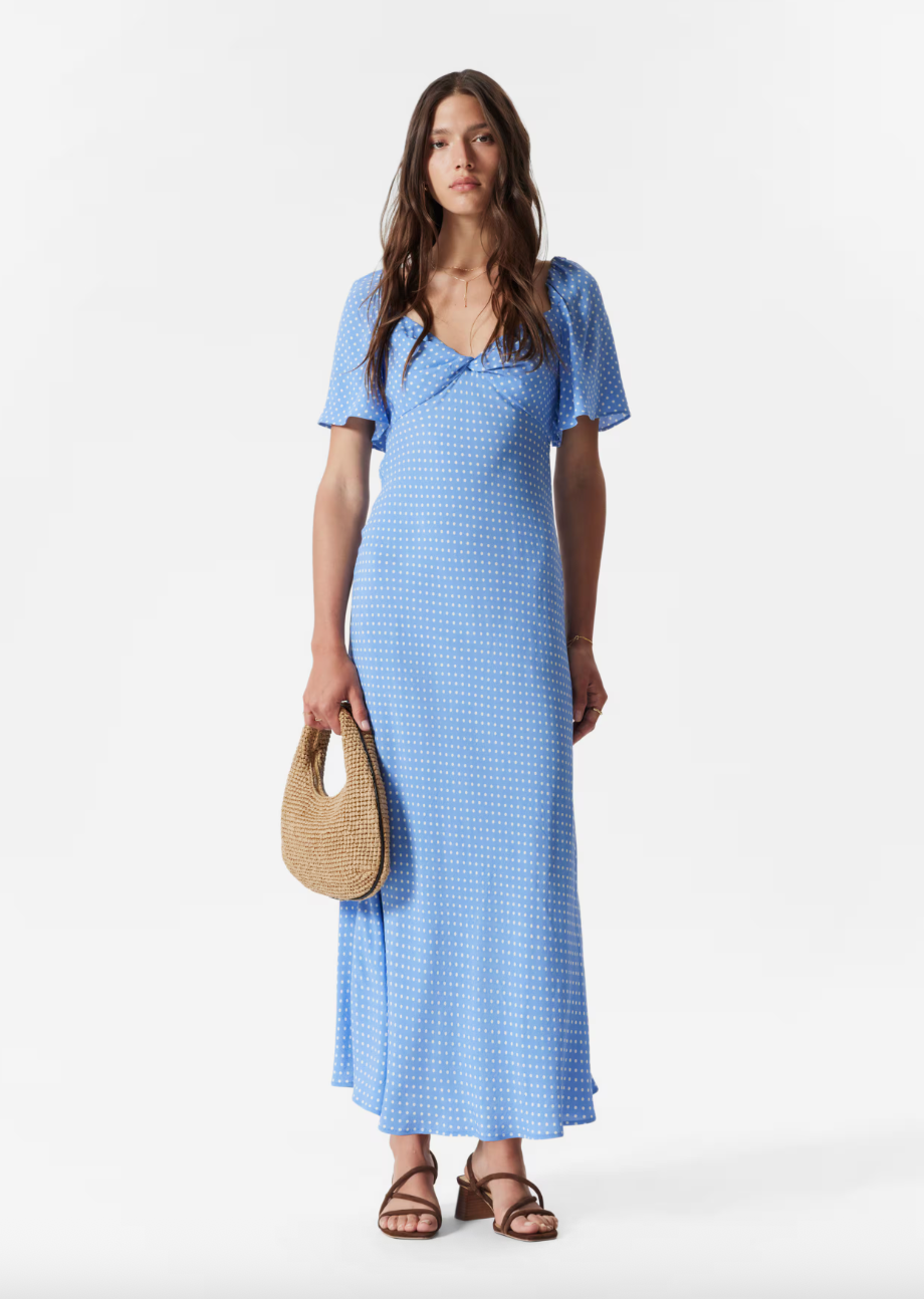 Flutter-Sleeve Midi Dress
