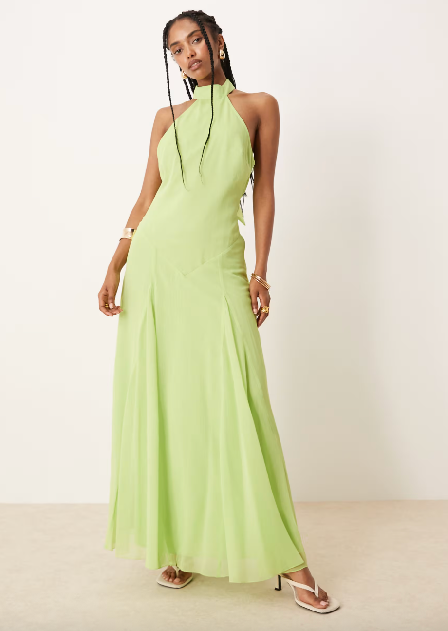 ASOS DESIGN Chiffon Halter Maxi Dress