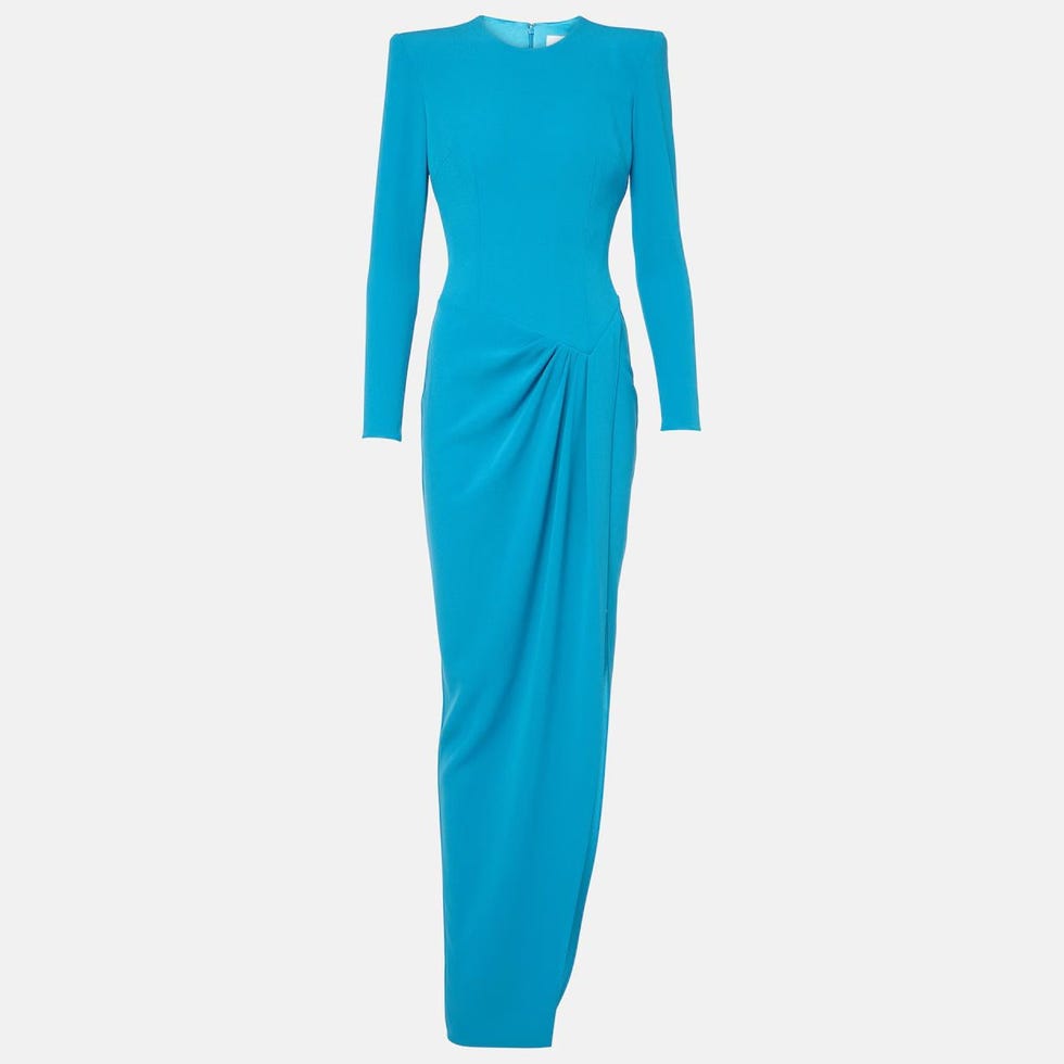 Draped Asymmetric Crêpe Gown