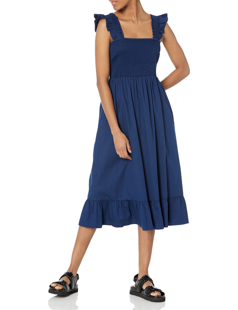 Women's Kimi Ruffled Shoulder Smocked Midi Dress