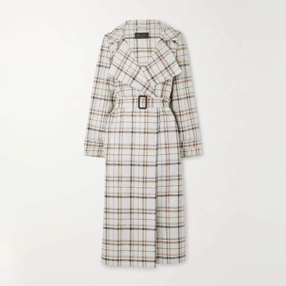 Bille Checked Belted Liinen Trench Coat