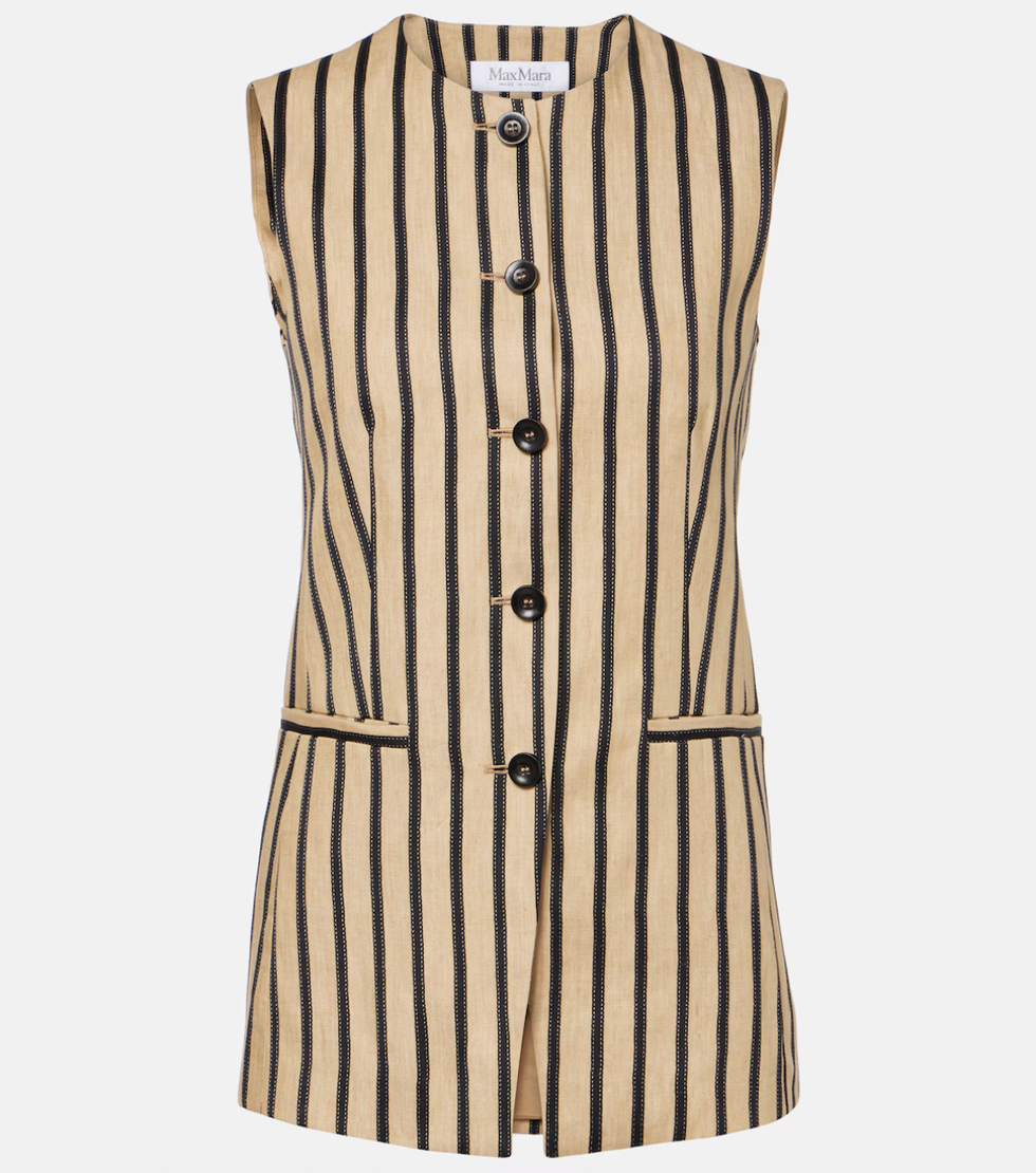 Rodeo striped linen and cotton-blend top