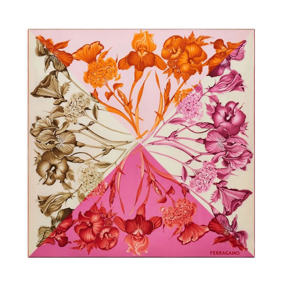 Hydrangea Print Silk Scarf