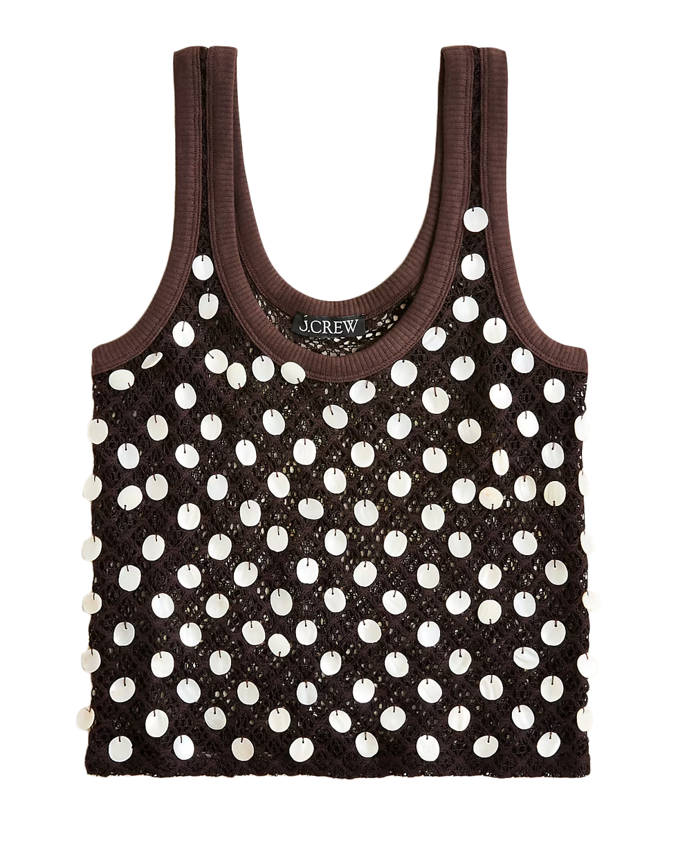 Crochet Shell-Embroidered Tank Top