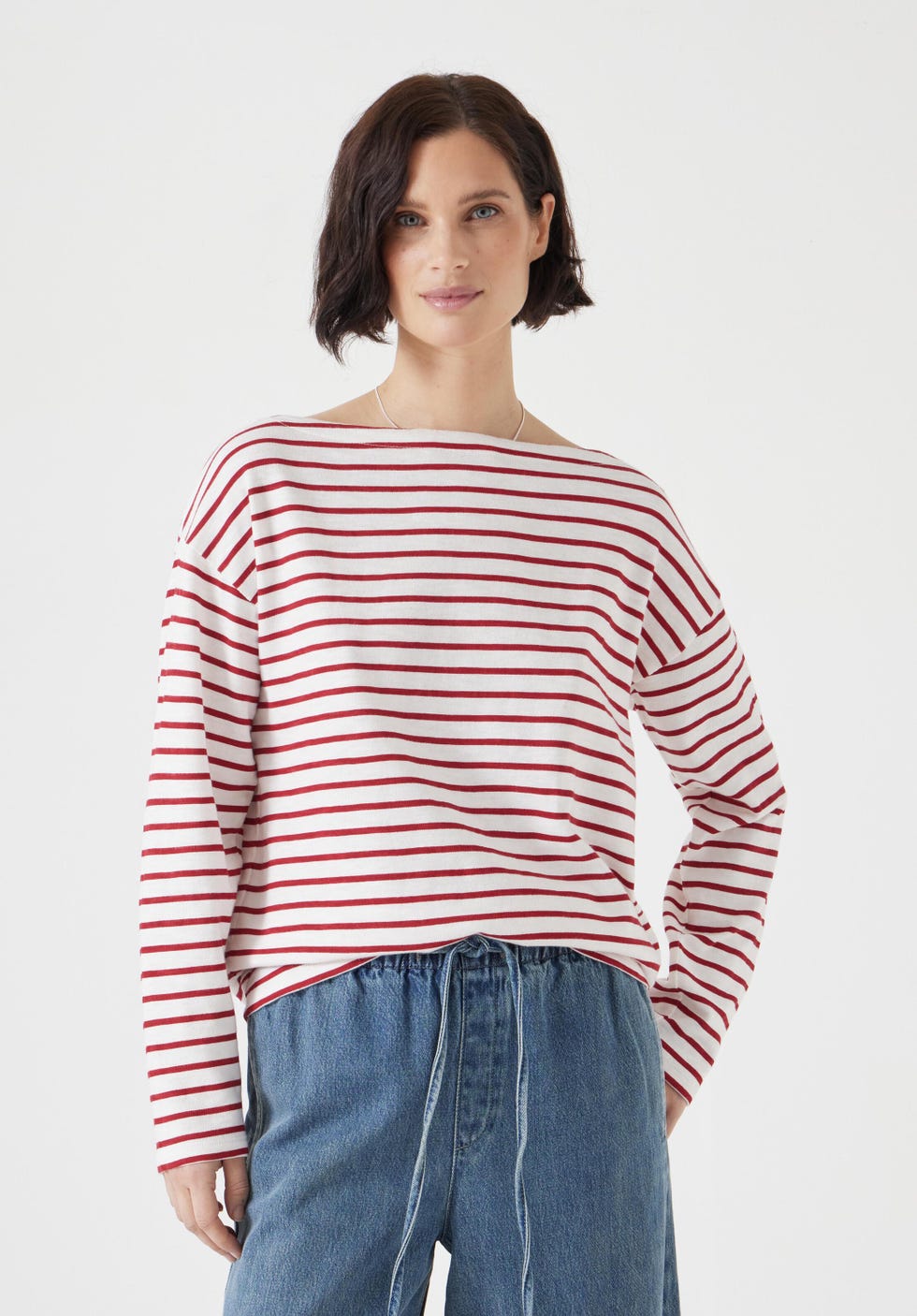 Slash Neck Stripe Top