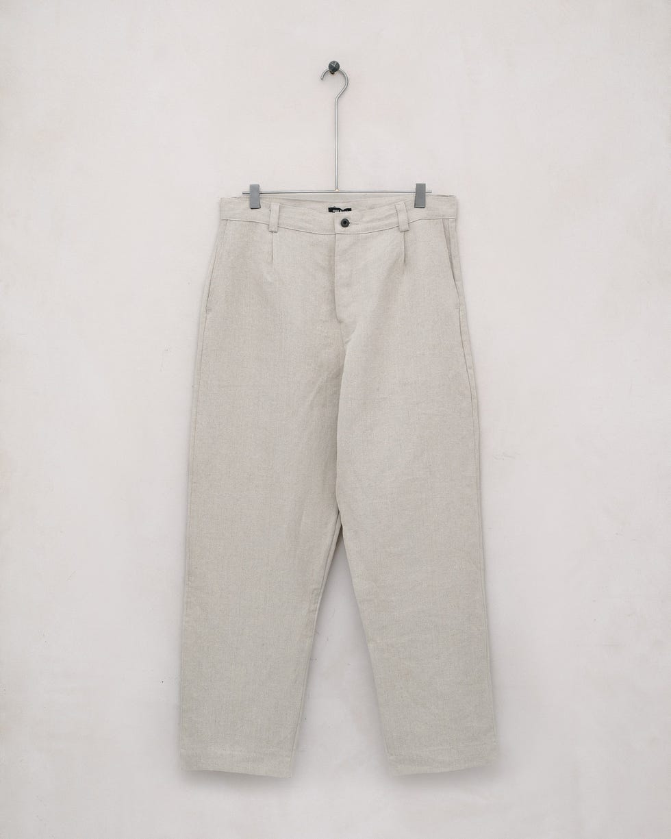 Single Pleat Pant in Tumbled Hemp Canvas (100% Hemp)