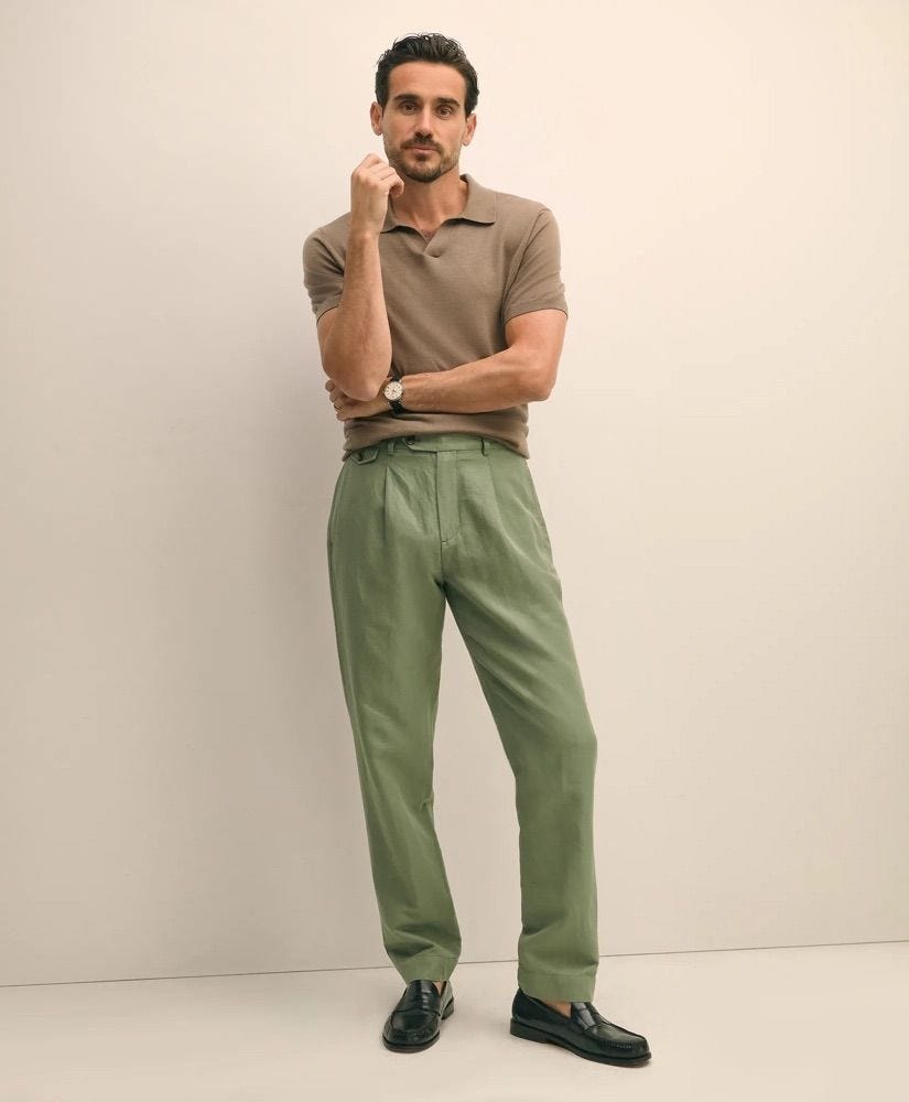 Brooks Brothers Pleat-Front Linen Cotton Pants