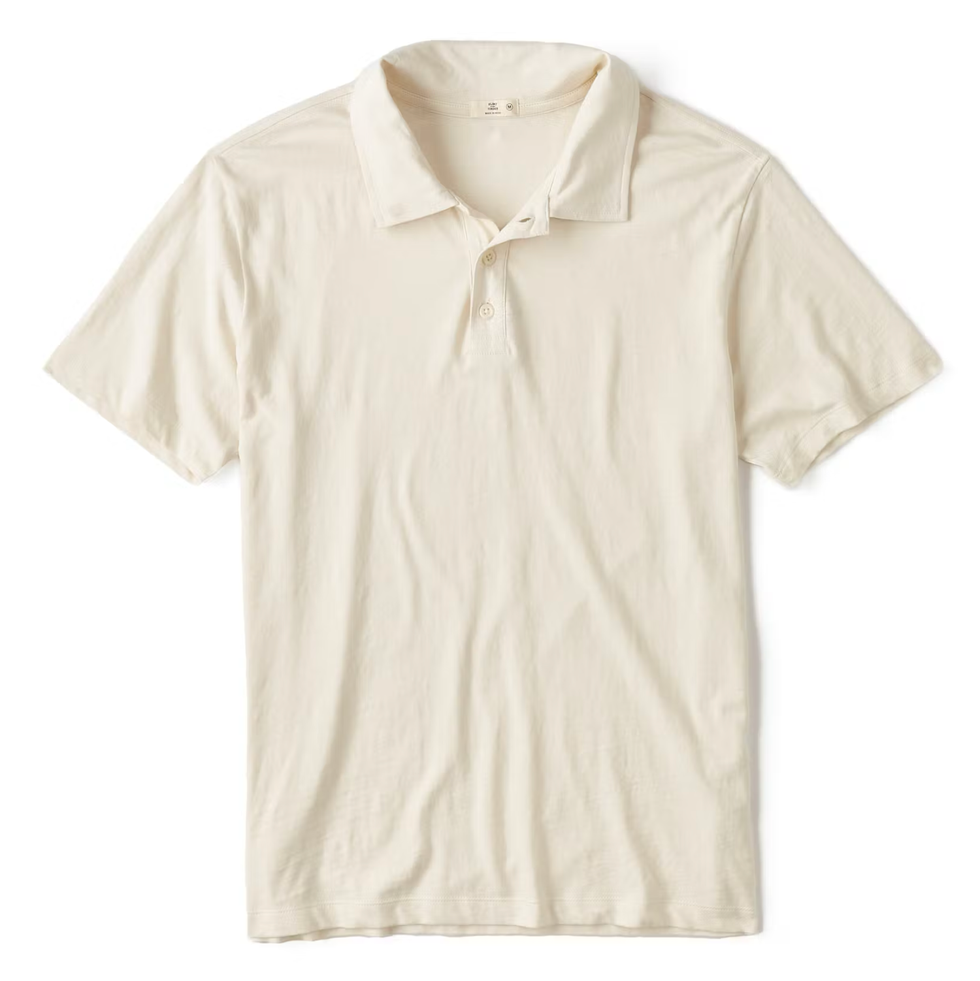 Camisa polo de algodão e cânhamo