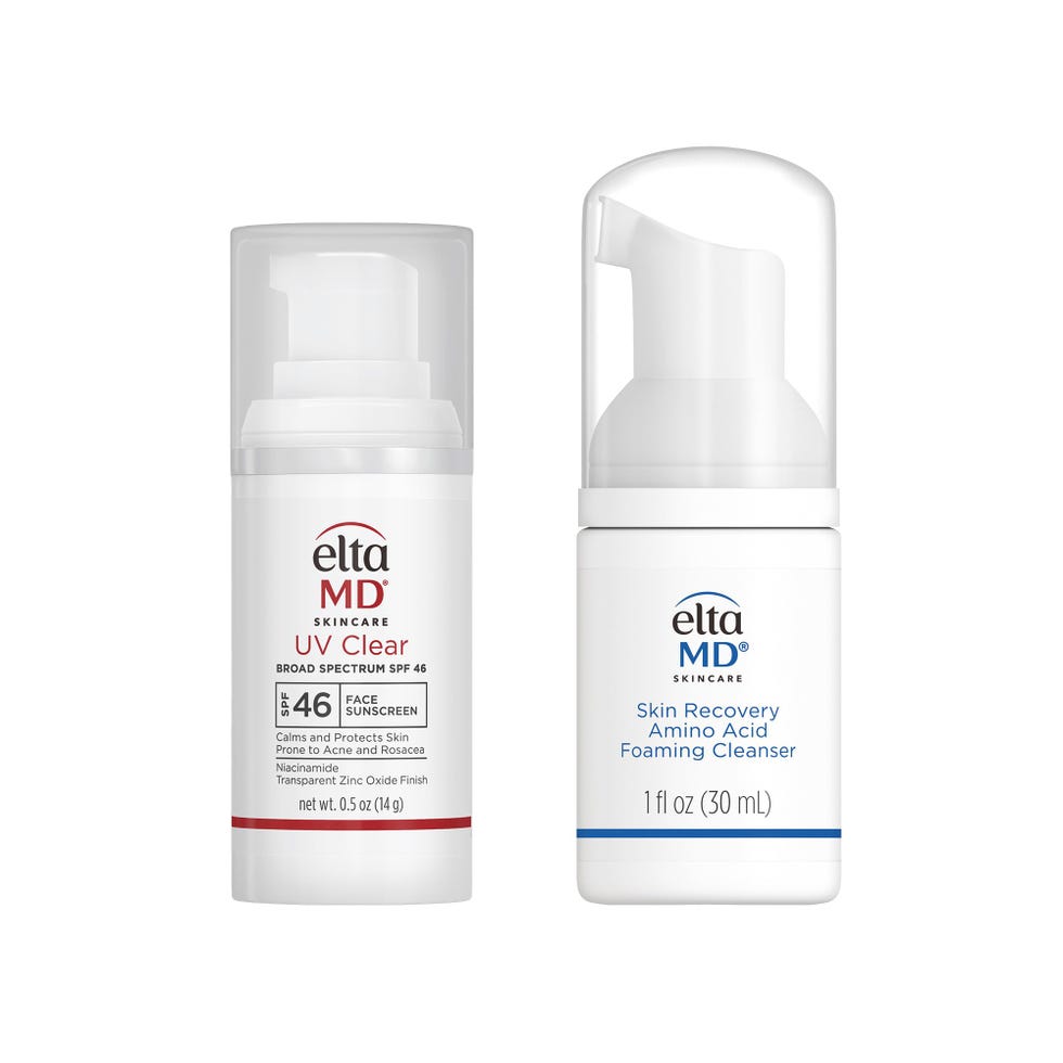 Protetor solar facial UV Clear + kit de limpeza espumante com aminoácidos para recuperação da pele
