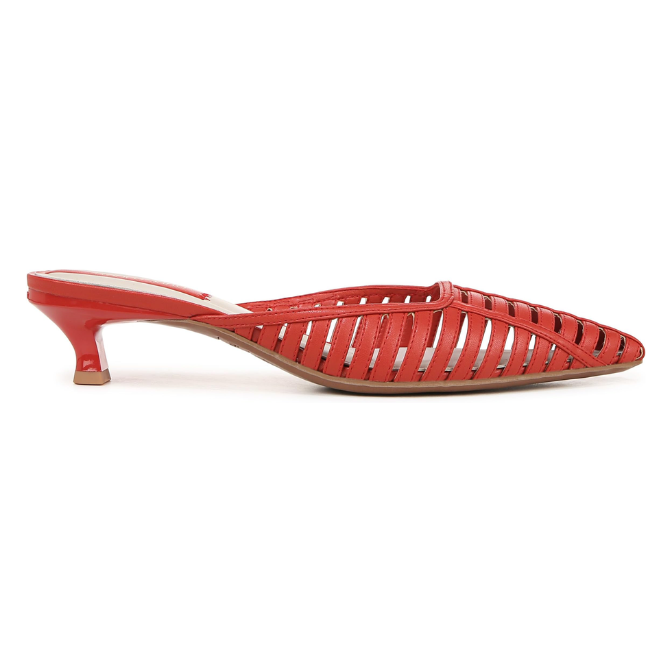Rote Marlina Pantolette im Vintage-Stil
