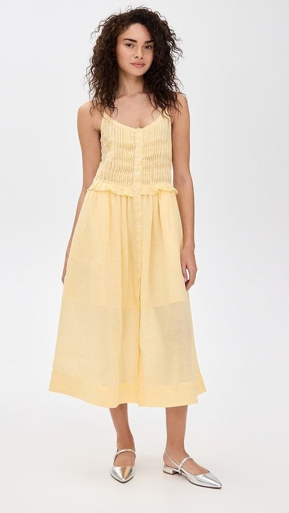 Vestido Zora de tirantes lisos con botones