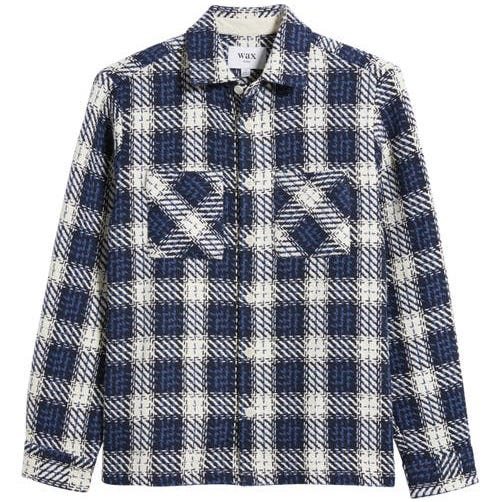 Whiting Curzon Plaid Overshirt in Navy/Ecru Whiting Curzon Plaid Overshirt in Navy/Ecru