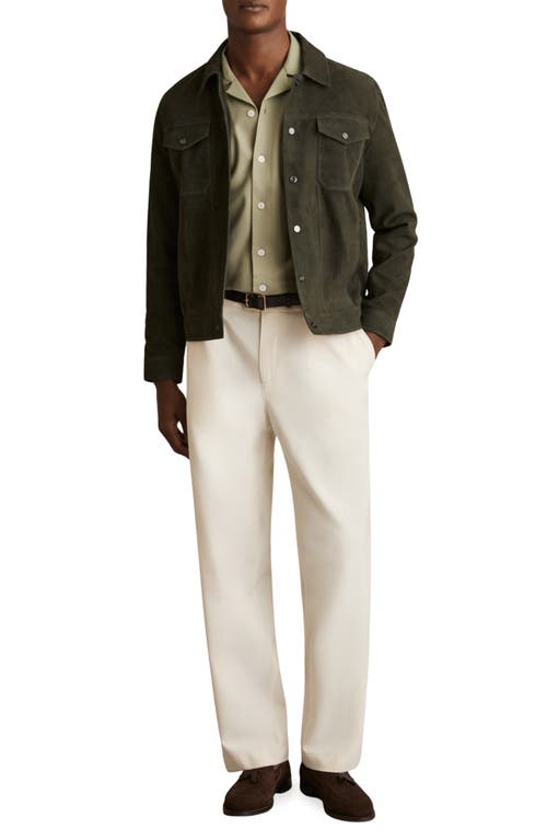Nico Goat Suede Jacket in Dark Green