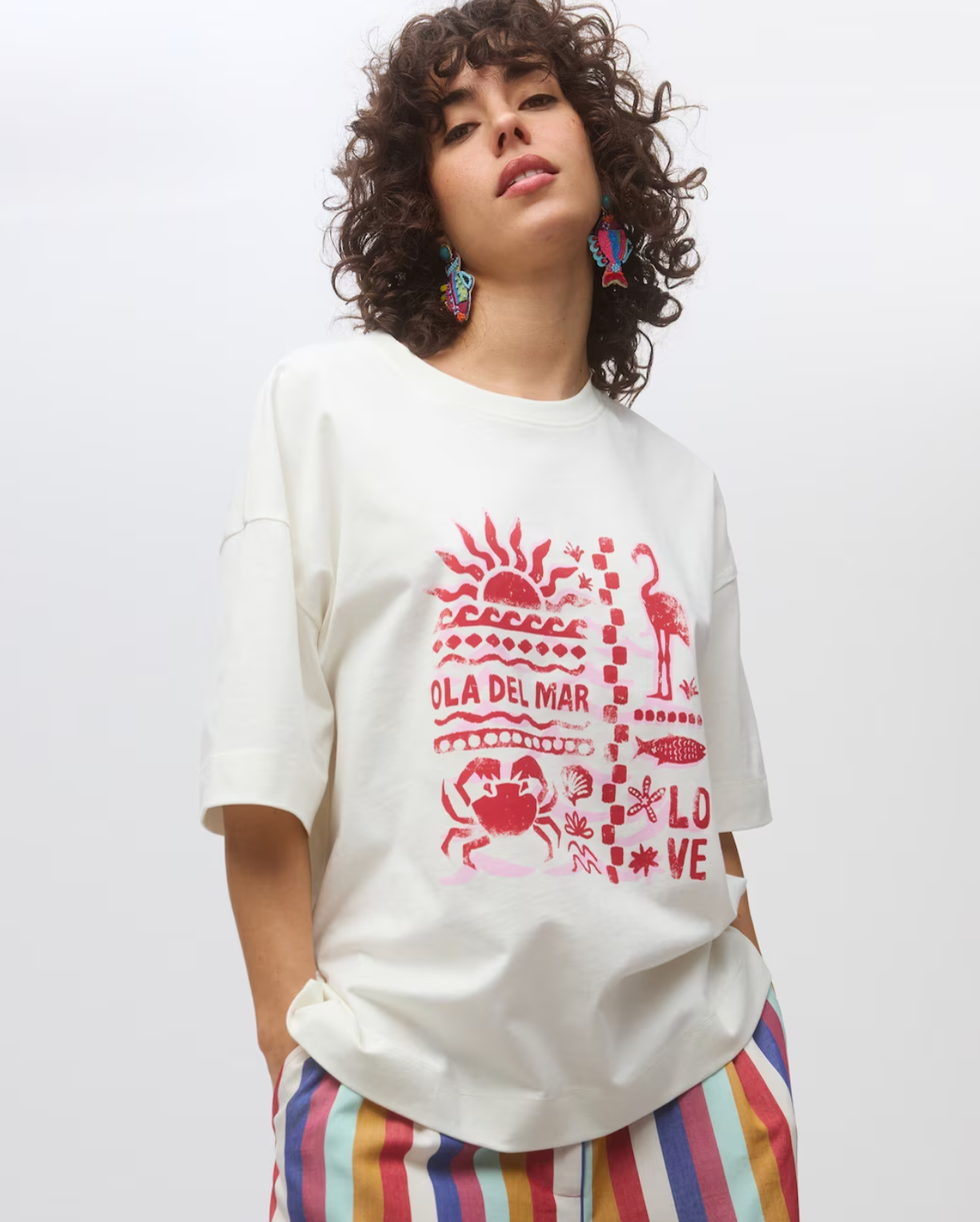 White Ola Del Mar Graphic T-Shirt