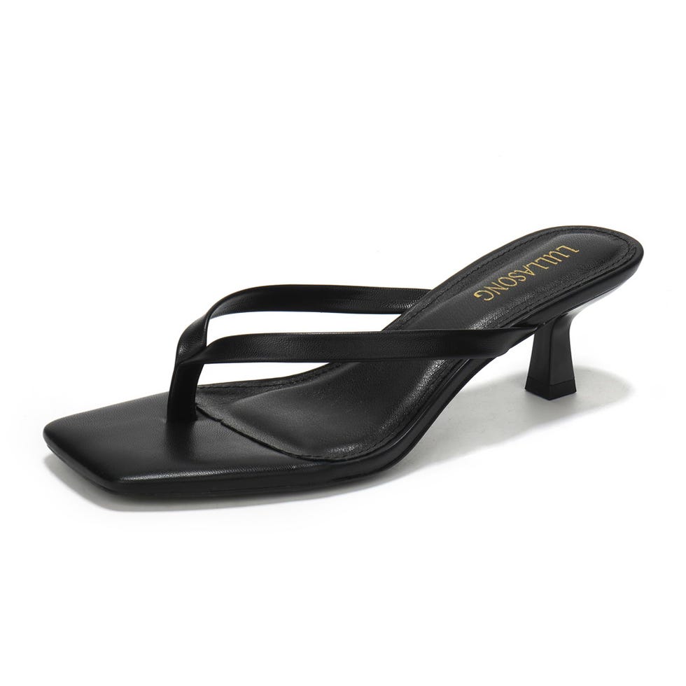 Black Kitten Heel Sandals 
