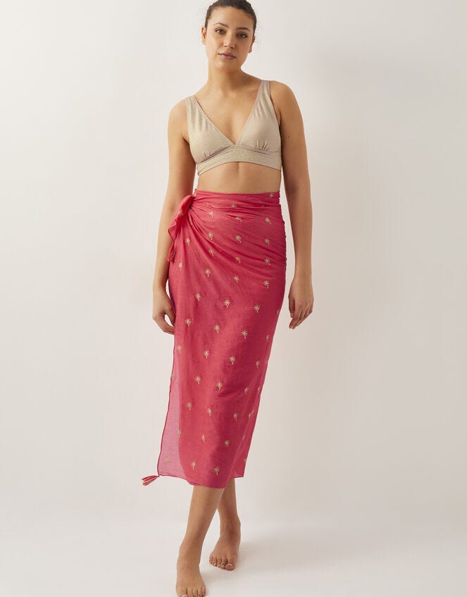 Ivy Palm Embroidered Sarong Orange