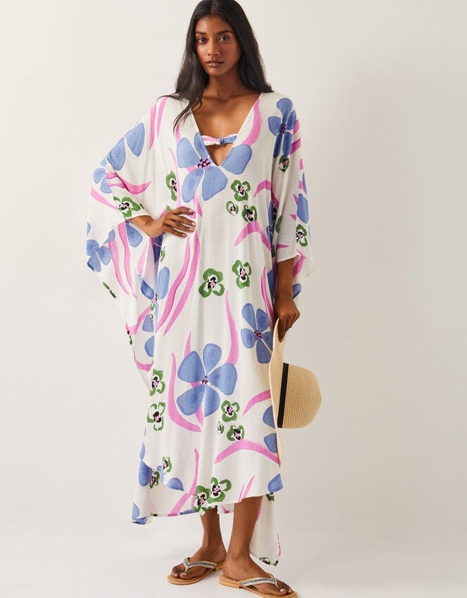 Fiona Maxi Print Kaftan Ivory