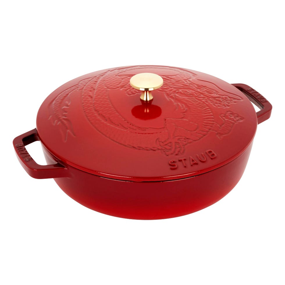 Cast Iron-Braisers/Sauté 2.5-qt Saute Pan with Dragon Lid-Cherry