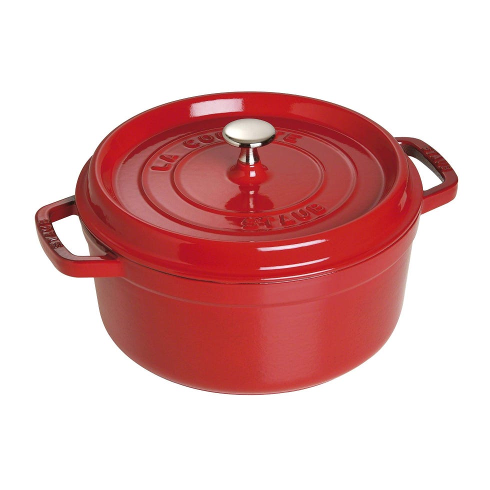 Cast Iron Dutch Oven 4-qt Round Cocotte, Made in France, Serves 3-4, Cherry