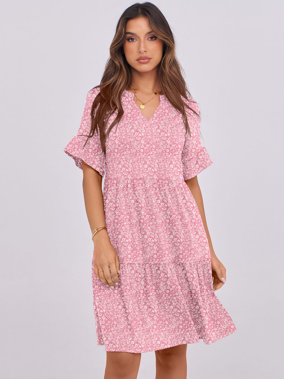 Ruffle Short-Sleeve Dress