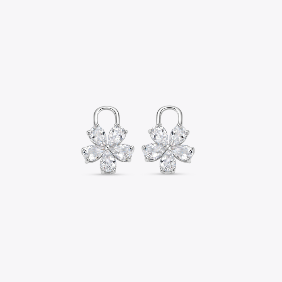 Gotas desmontables de flores de topacio blanco