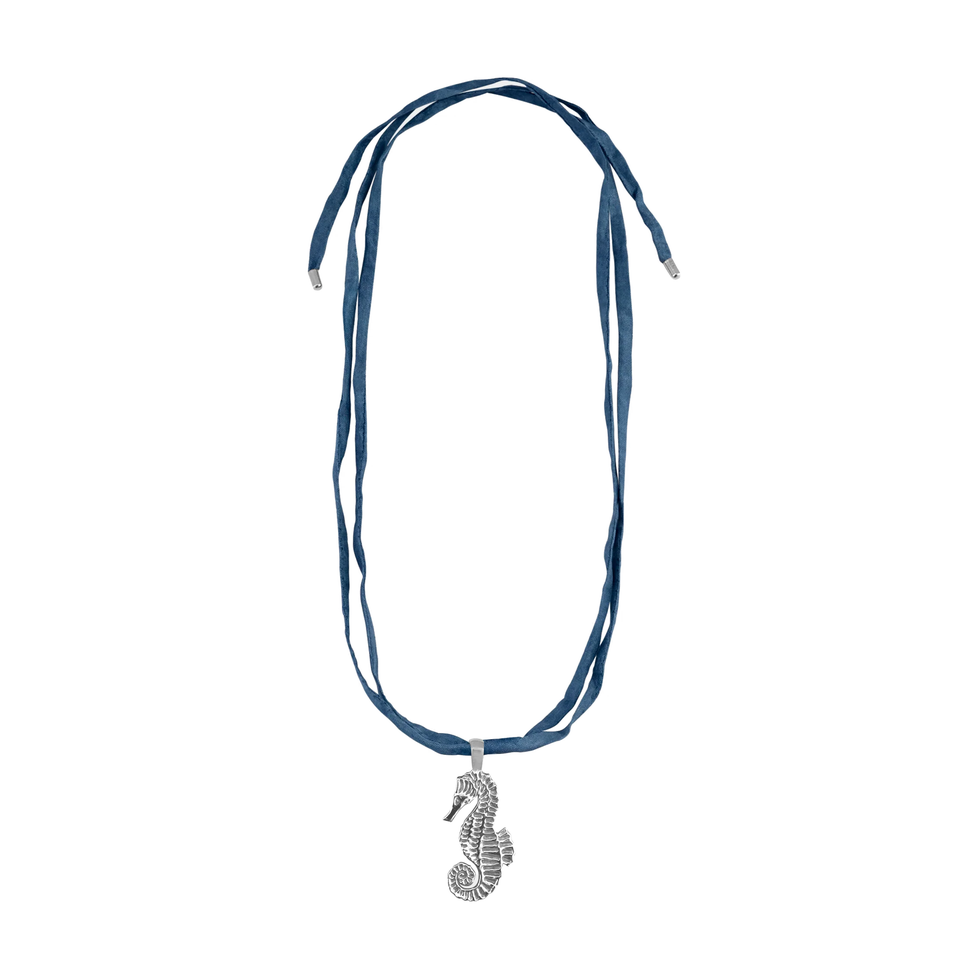Seahorse Necklace on Raw Silk