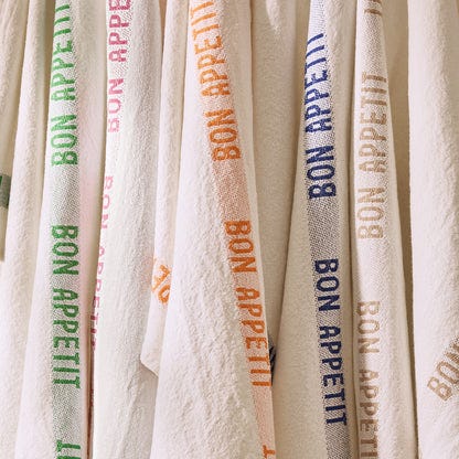 Khaki "Bon Appetit" Linen Hand Towels, Set of 2