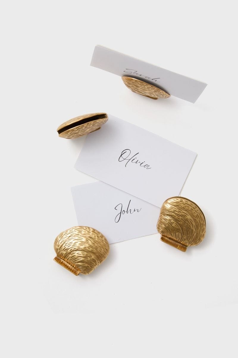 Gold Clam Shell Placecard Holders Set of 4