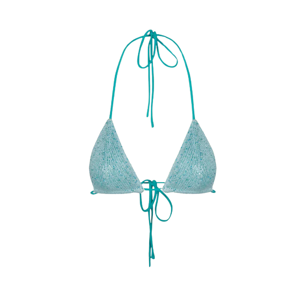 Lio Bikini Top- Aqua Sequin