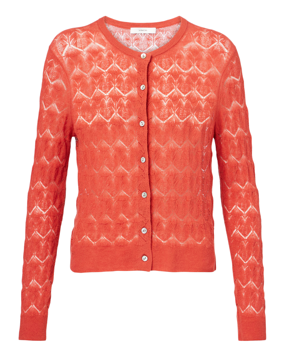 Vince Lace Stitch Cardigan Sweater