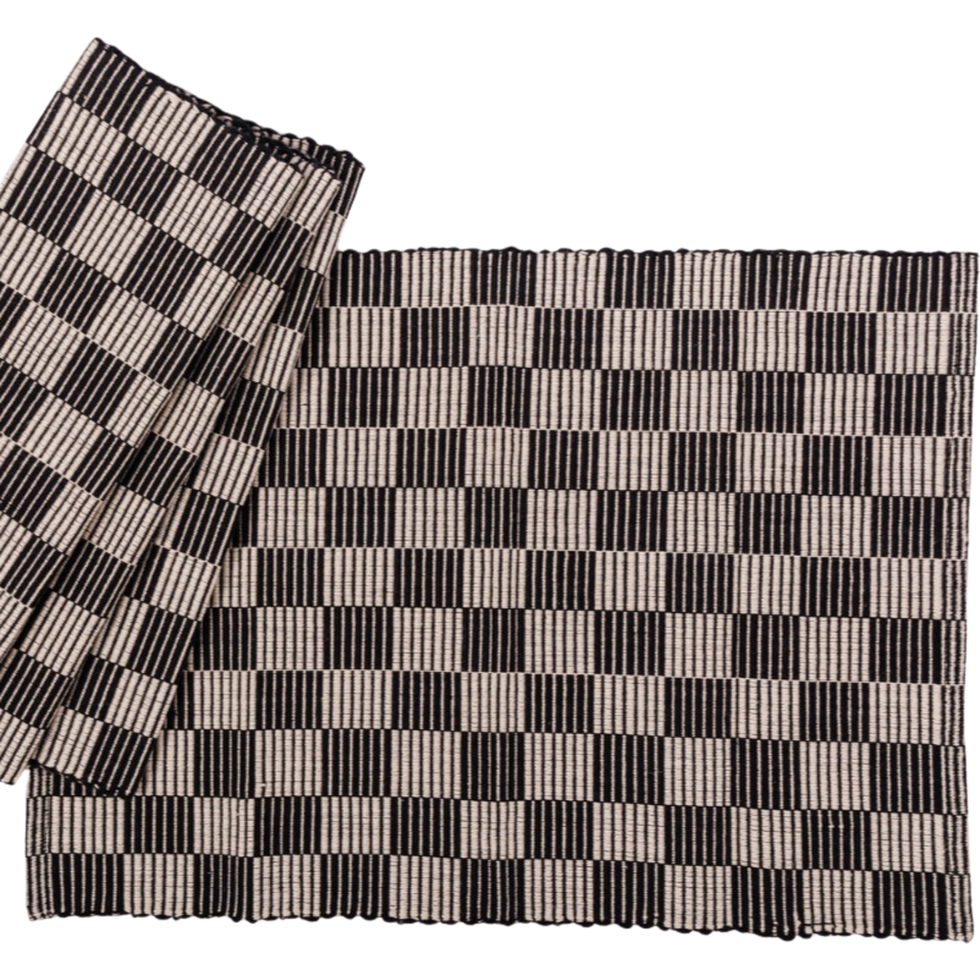 Siafu Home Handloomed Checkered Placemats - Set of 4 in Black at Nordstrom