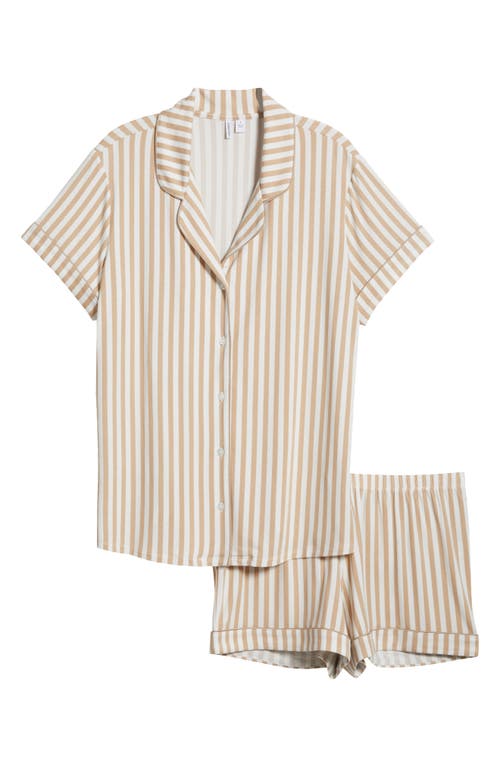 Nordstrom Moonlight Eco Short Pajamas in Beige Hummus Skinny Stripe at Nordstrom, Size Medium