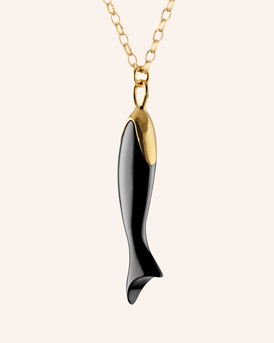 "Perseverance" Black Ceramic and 18K Gold Fish