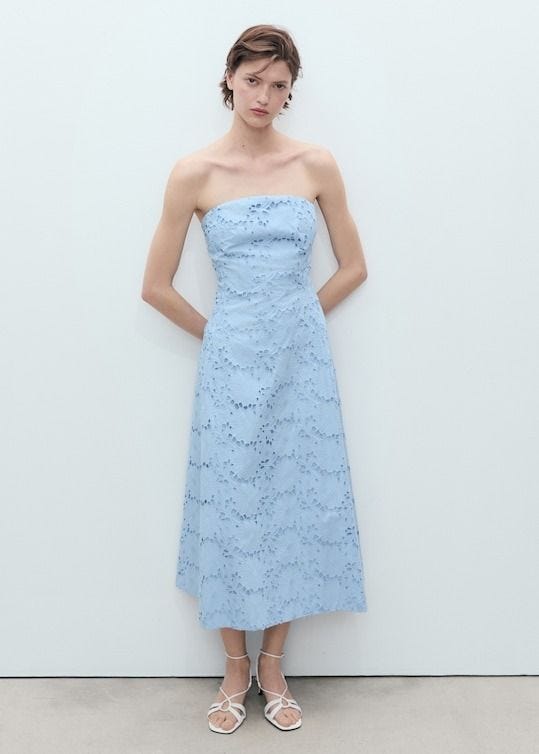 Vestido sem alças bordado Sky