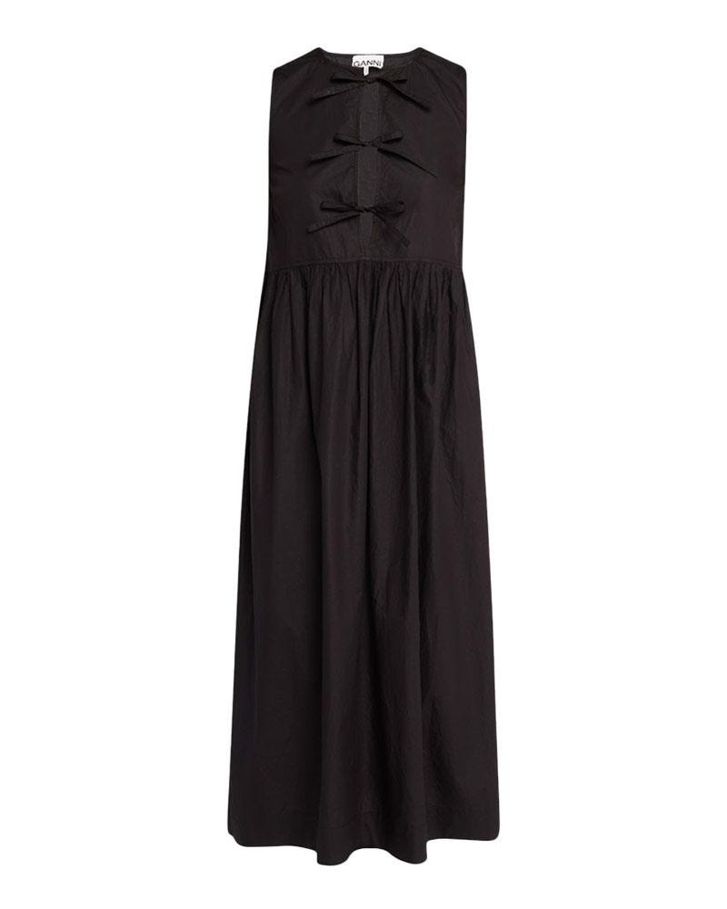 Tie-Front Cotton Poplin Midi Dress