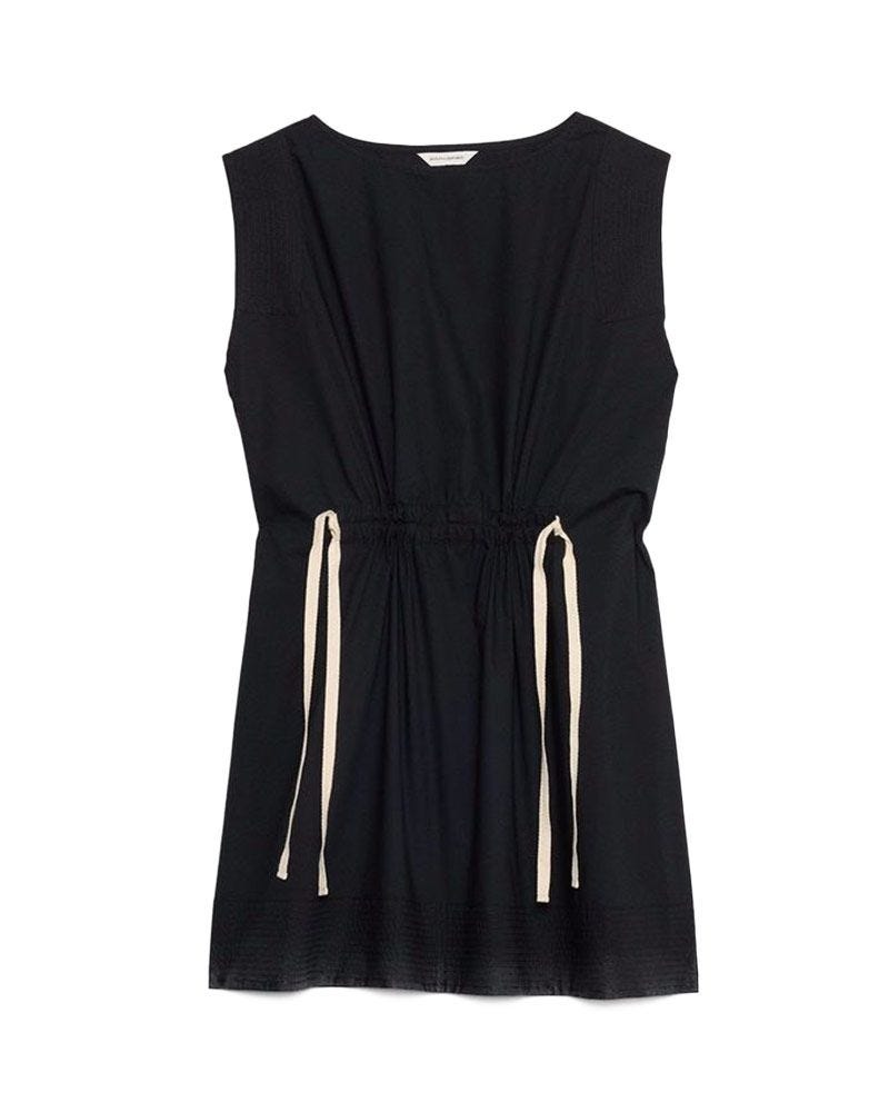 Cotton Poplin Cinch-Waist Mini Dress