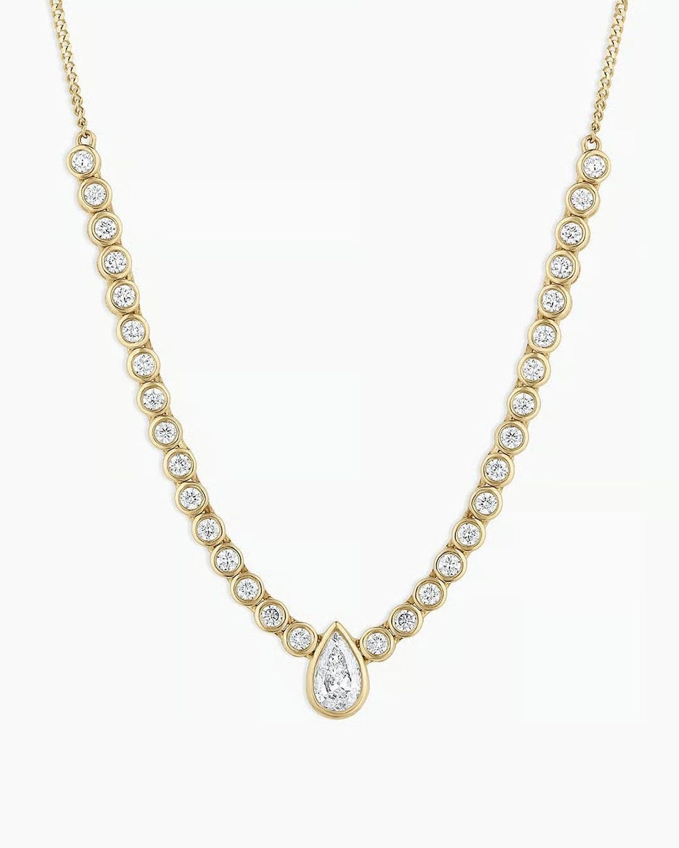 Lab Grown Diamond Pear Row Necklace