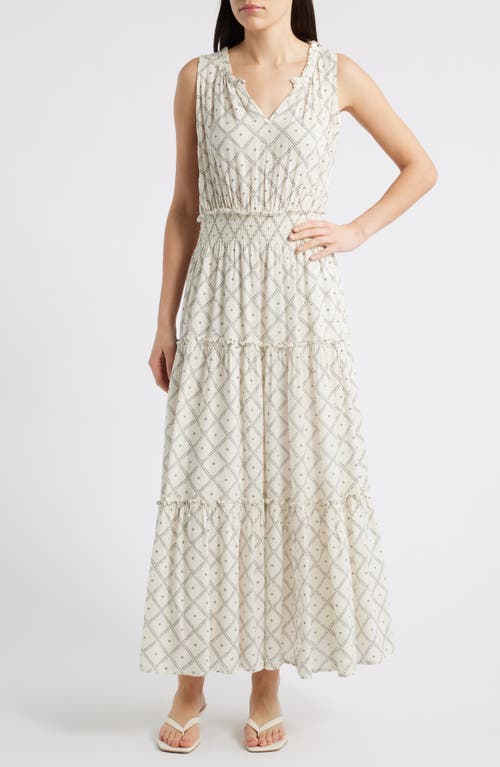 Loulou – Ärmelloses Maxikleid aus Leinenmischung mit Rautenmuster