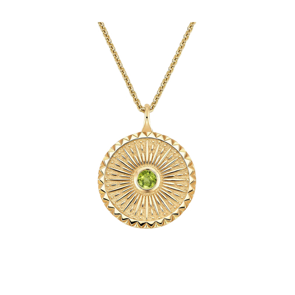Collana con medaglione in peridoto sole 14K