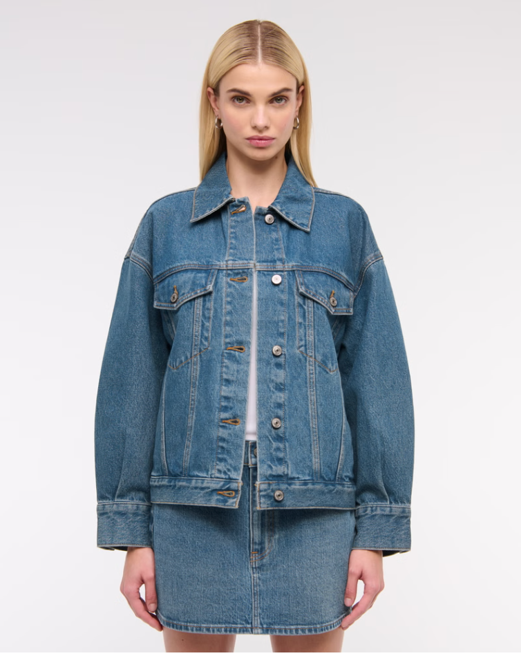 Oversized Distressed Denim Trucker Jacket