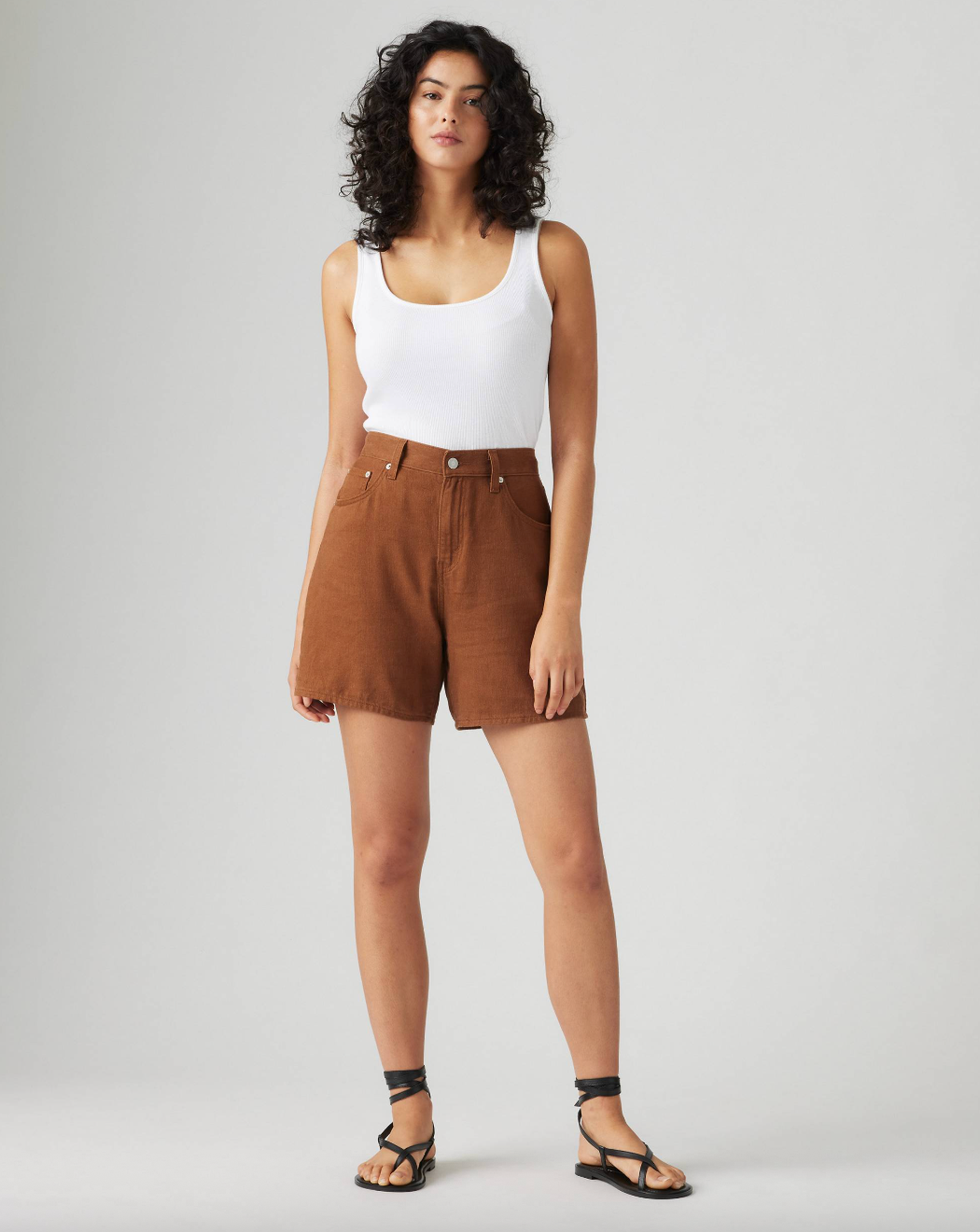 High Rise Baggy Cotton Linen Shorts