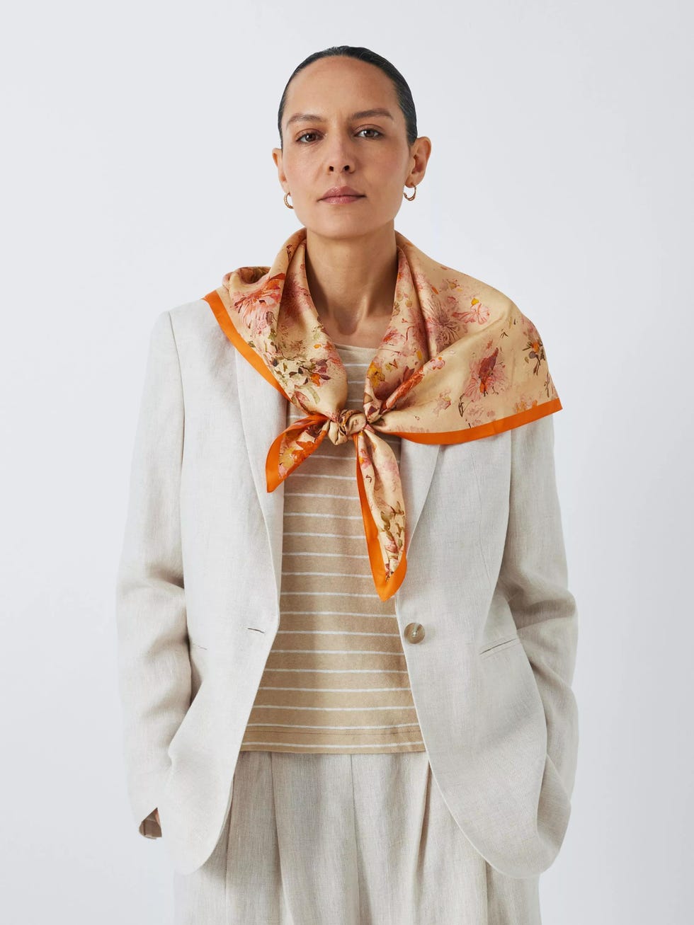 Woven Silk Floral Square Scarf  Orange by John Lewis 