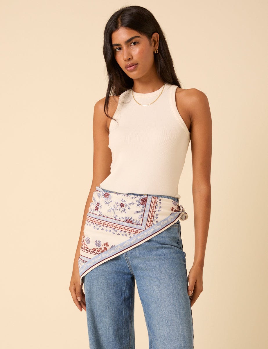 Cream Tile Printed Scarf by Nobody's Child